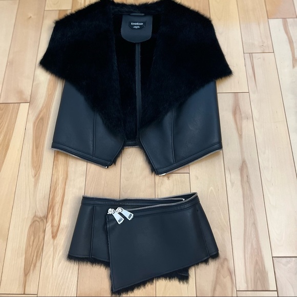 Faux leather and fur trim sleeveless vest - Picture 14 of 15